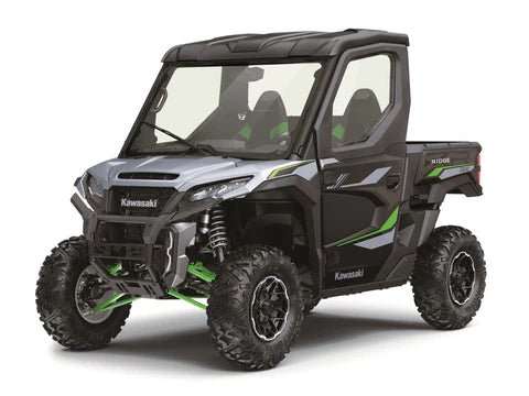 Kawasaki Ridge rugged off-road utility vehicle with enclosed cab and durable tires