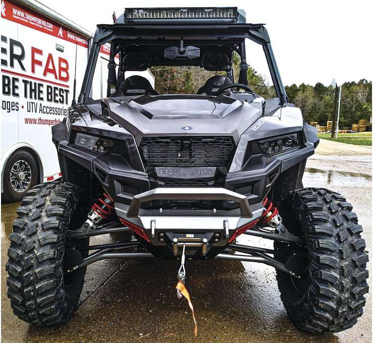 front view of Polaris General UTV equipped with Polaris General lift kit and off-road tires