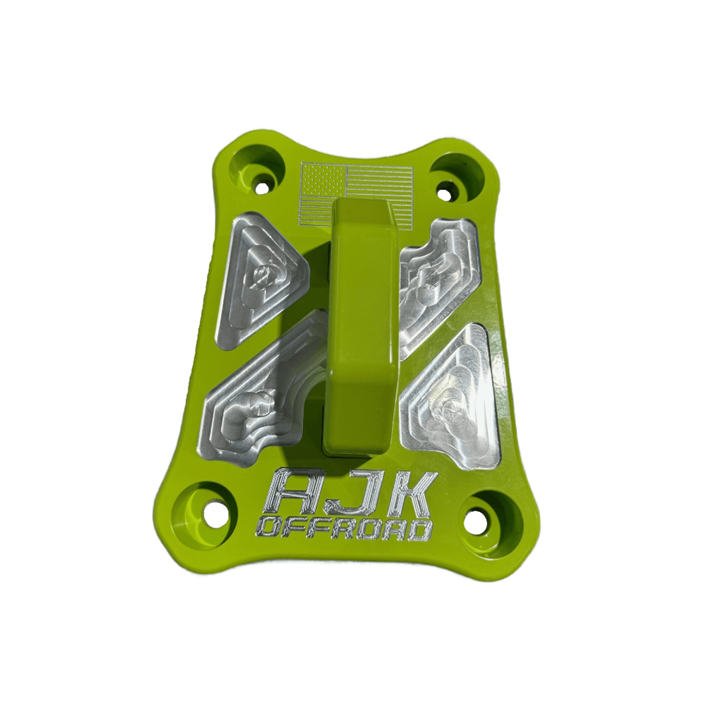 Polaris Pro R / Turbo R / Pro S Billet Radius Rod Plate / Pull Plate — Polaris Pro R / Turbo R Billet Radius Rod Plate / Pull Plate AJK Offroad Pull Plate in Lifted Lime