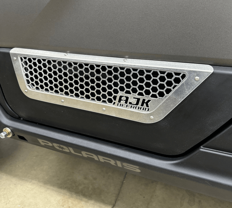 Polaris Xpedition Vented Lower Doors Inserts — Polaris Xpedition Vented Lower Doors Inserts by AJK Offroad Close Up Side View in Raw Aluminum