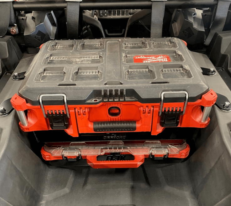 Polaris RZR XP 1000 2024+ Packout Mount — Polaris RZR XP 1000 2024 Model Year AJK Offroad Top and Bottom Plates with Two Milwaukee Kits