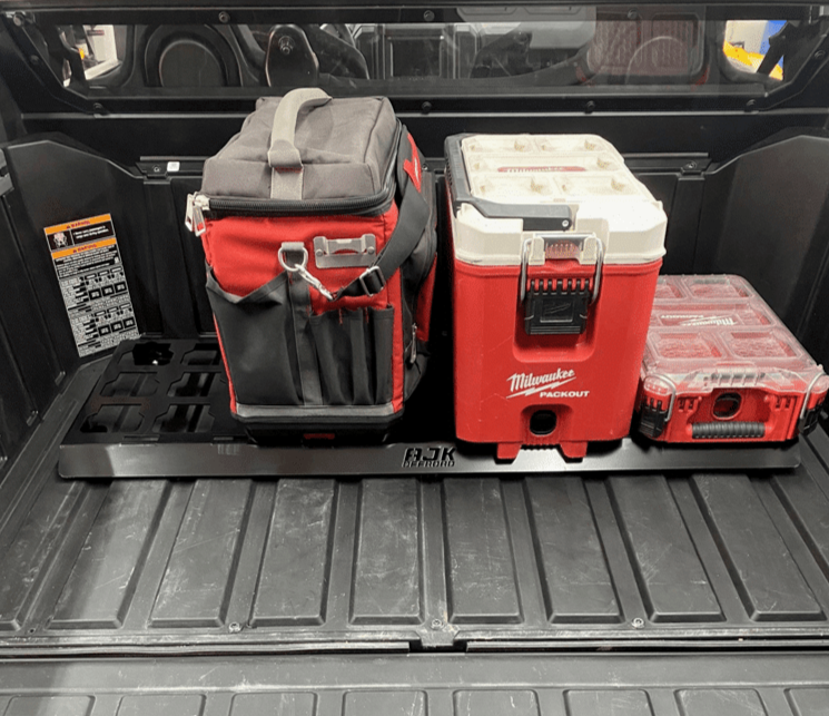 Polaris Xpedition Packout Mount — Polaris Xpedition Packout Mount by AJK Offroad with 3 Milwaukee Kits installed including the cooler