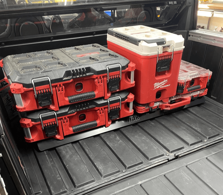 Polaris Xpedition Packout Mount — Polaris Xpedition Packout Mount by AJK Offroad with 5 Milwaukee Kits Installed in Back