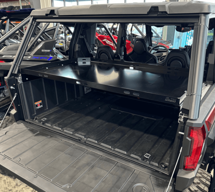 Polaris Xpedition Bed Tray — Polaris Xpedition Bed Tray by AJK Offroad with Tailgate Opened Right Angle View