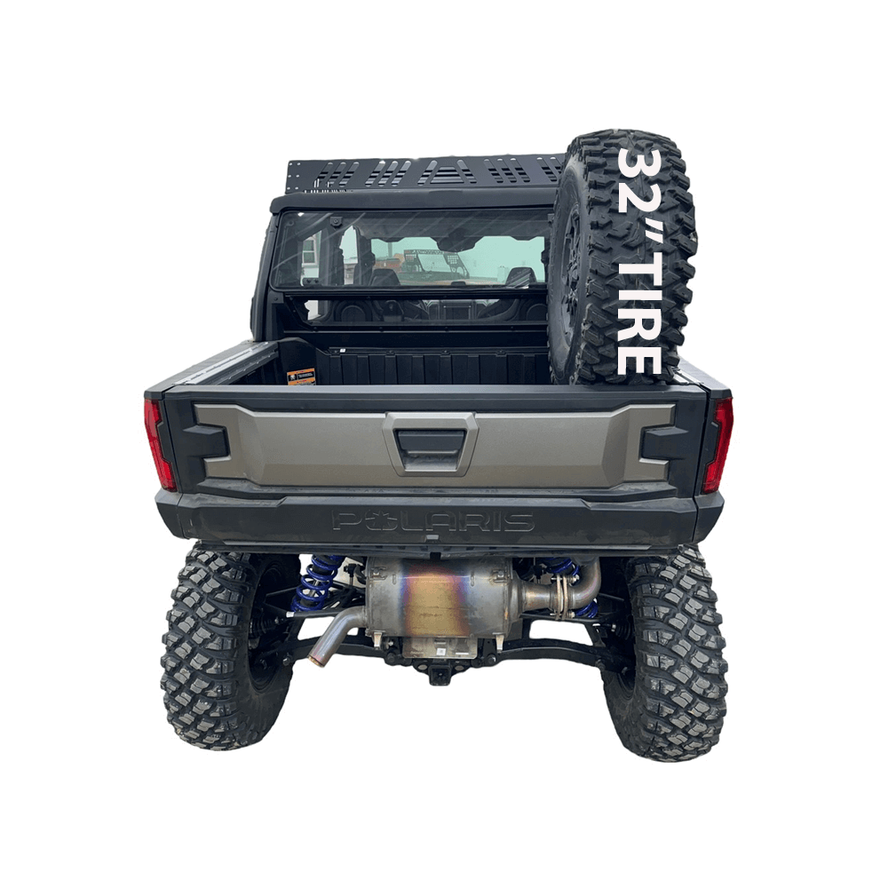 Polaris Xpedition Spare Tire Carrier — Polaris Xpedition Spare Tire Carrier by AJK Offroad Pictured with a 32" Tire from a Back View