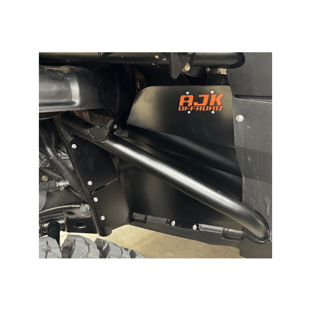 Polaris Xpedition Rear Mud Guards — Polaris Xpedition Rear Mud Guards Front Close Up in Black