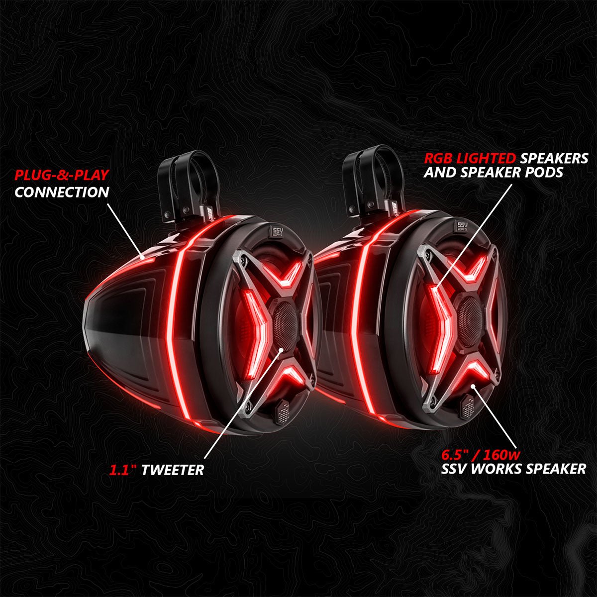 2017 - 2025 Can - Am® X3, Phase - 4 V - Spec 5 - Speaker 1650watt System w/JVC - Rad UTV Parts