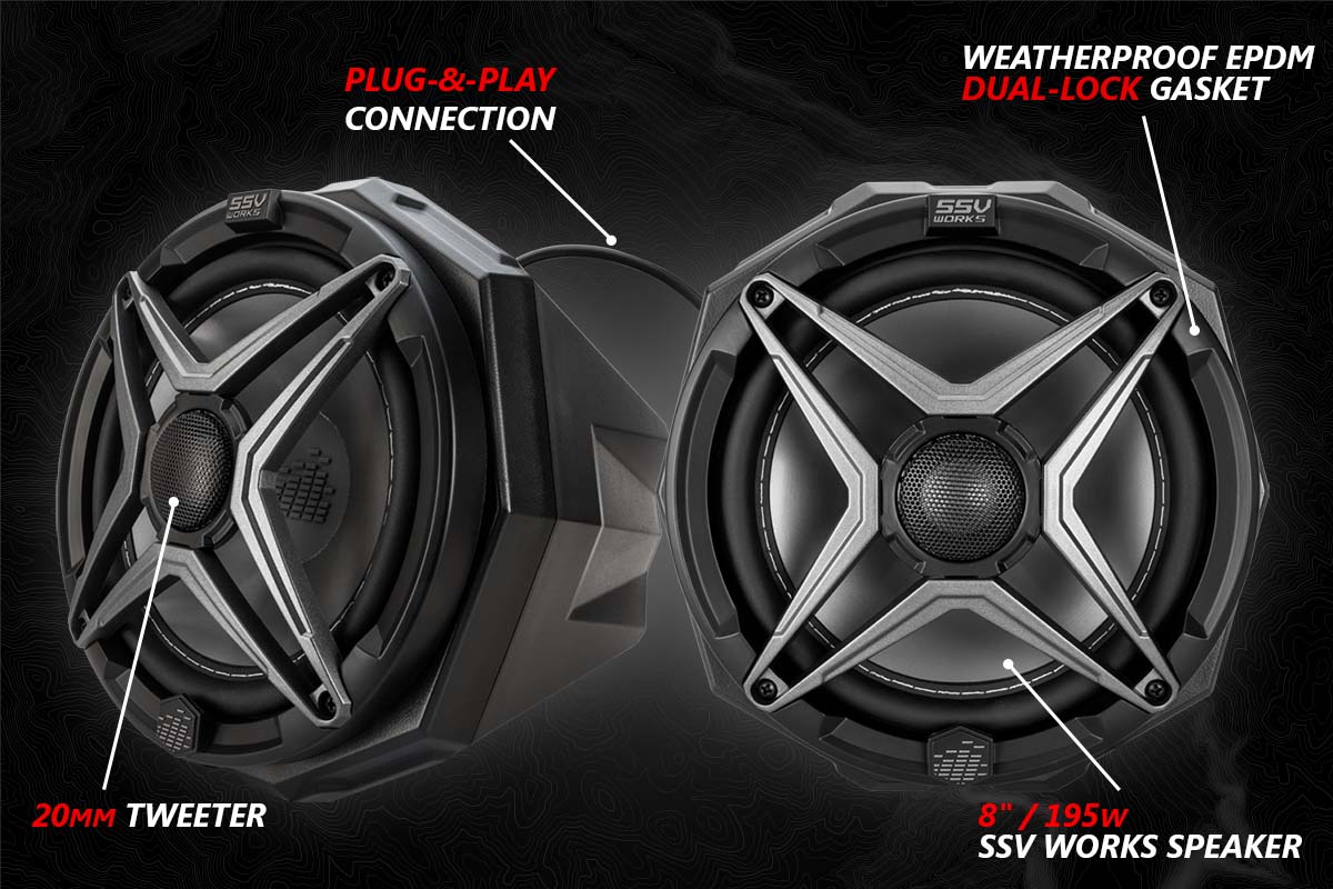 2020 - 2024 Kawasaki KRX1000 2 - Seater Phase X 5 - Speaker SSV Works Audio - Kit - Rad UTV Parts