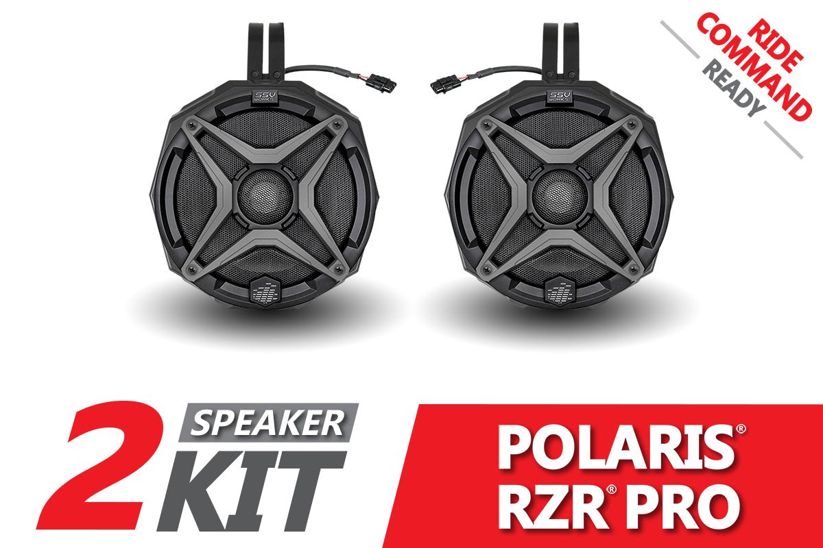 2020 - 2024 Polaris RZR Pro 6.5in Cage - Mount Plug - & - Play Speaker - Pods for Ride Command - Rad UTV Parts