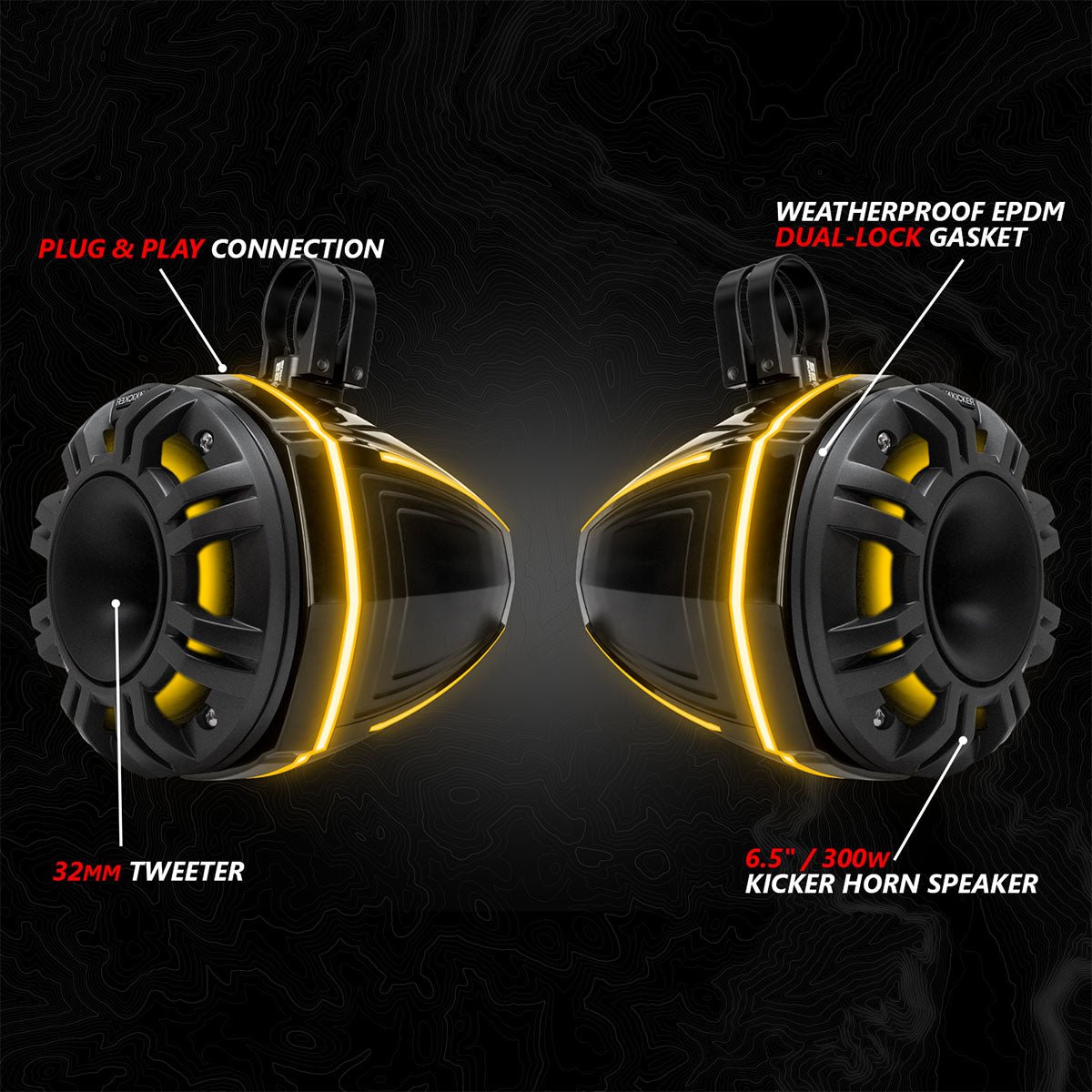 2024 - 2025 Can - Am® Maverick R, Phase - 6 K - Spec 1650watt 6 - Speaker System with Kicker Horns - Rad UTV Parts