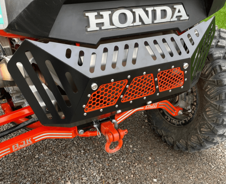 Honda Talon Exhaust Cover — Honda Talon Exhaust Cover by AJK Offroad in Black Installed Left Angle View