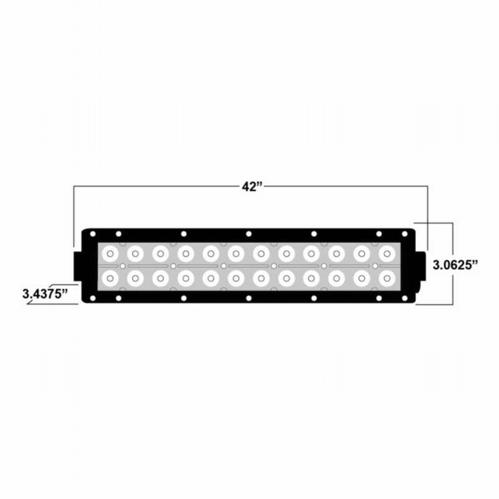 Dual Row 42" Light Bar — Dual Row 42" Light Bar by AJK Offroad Breakdown of Dimensions Diagram