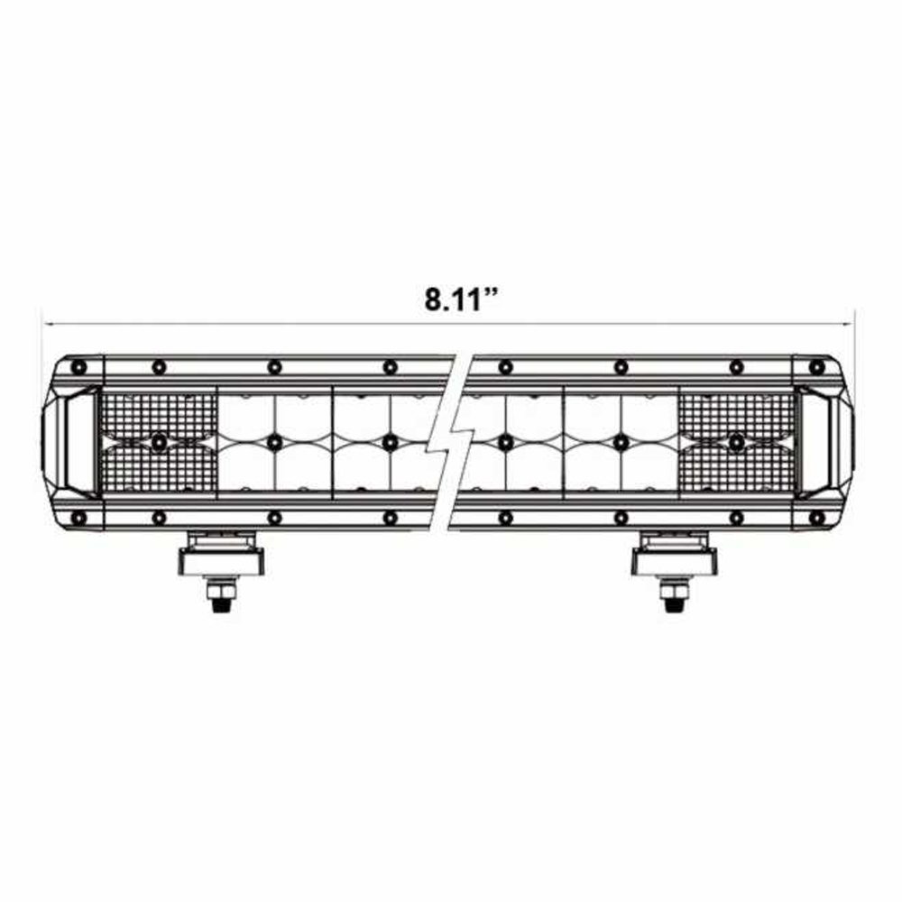 Dual Row High Output 8" Light Bar — Dual Row High Output 8"Light Bar by AJK Offroad Schematic of Light