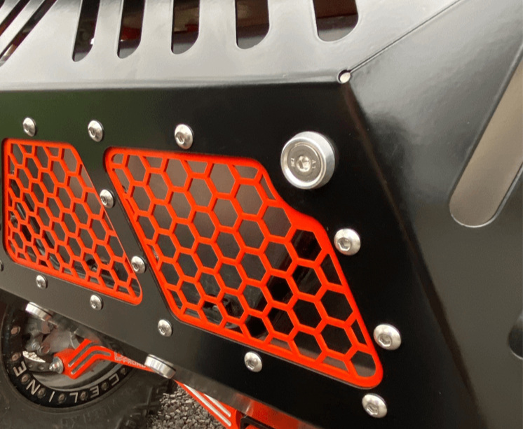 Honda Talon Exhaust Cover — Honda Talon Exhaust Cover by AJK Offroad in Black Close Up Right Side View
