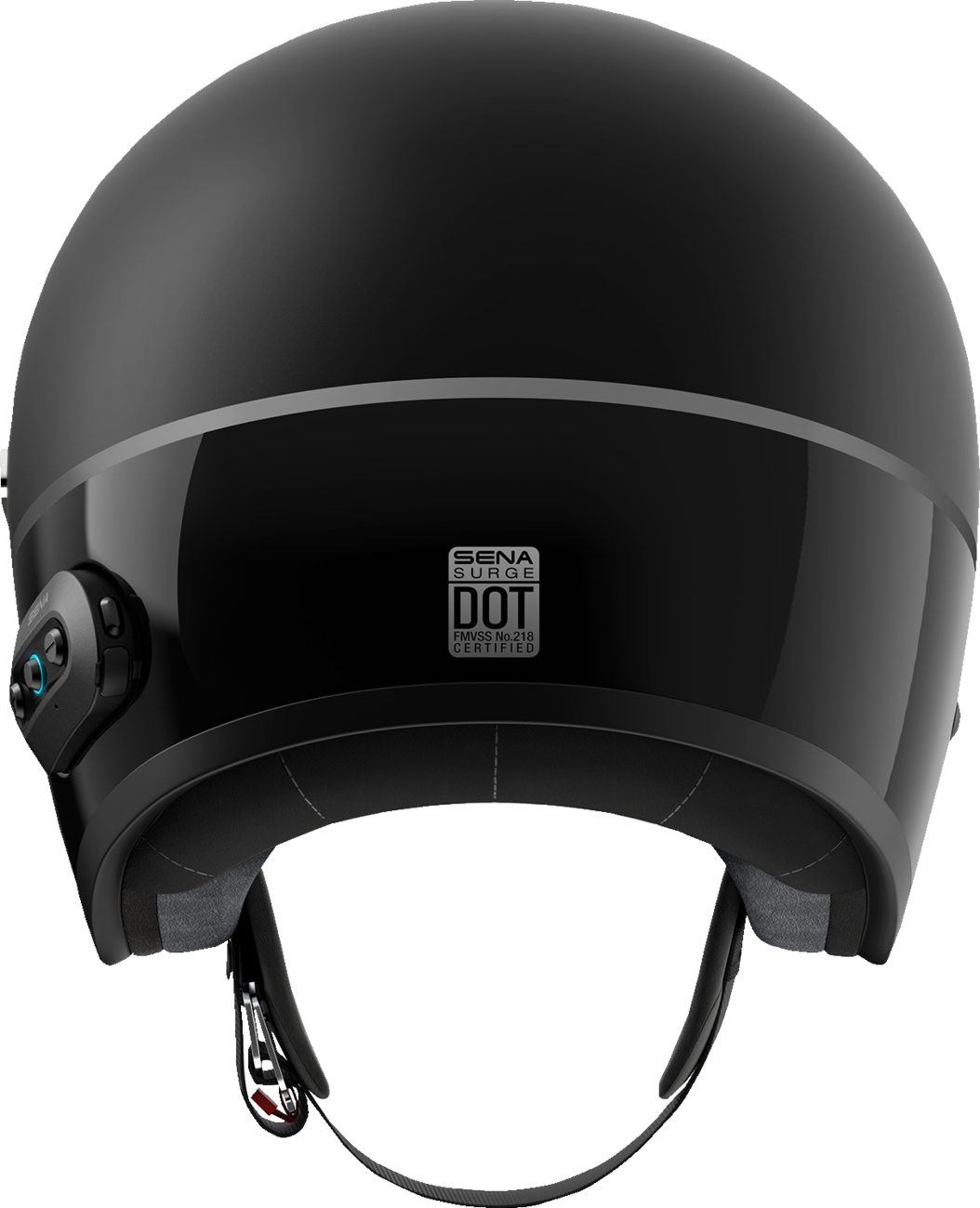 Sena Surge open-face helmet in Matte Black / Gloss Black — back view