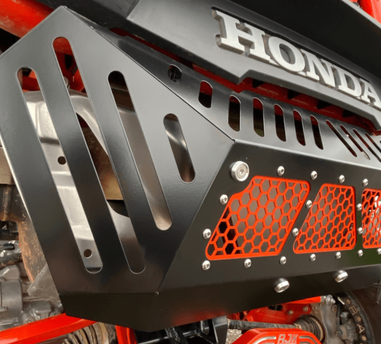 Honda Talon Exhaust Cover — Honda Talon Exhaust Cover by AJK Offroad in Black Extreme Left Side Close Up