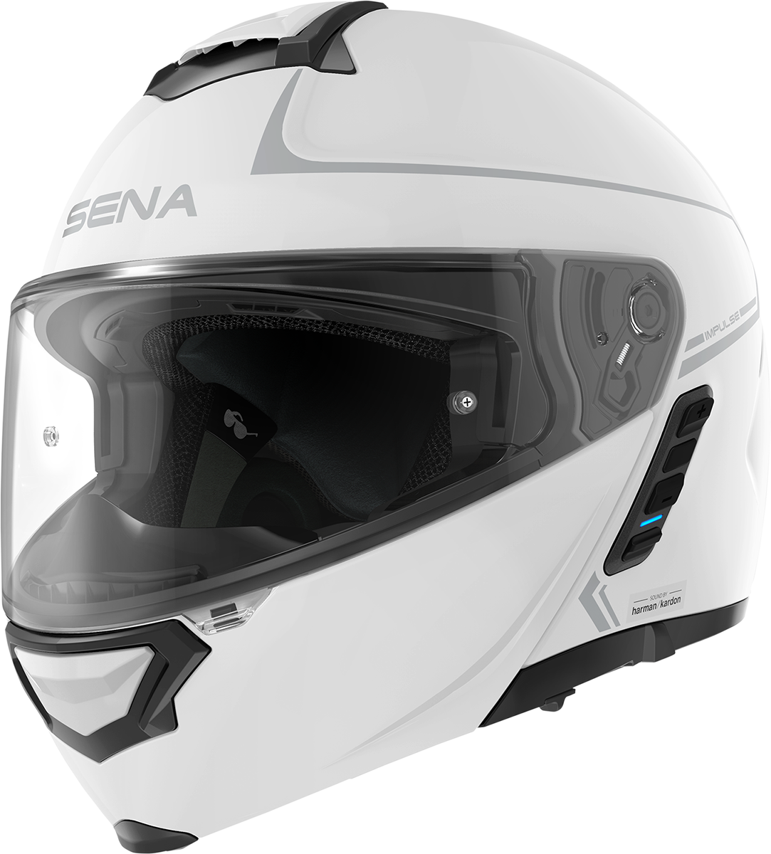 Sena Impulse modular helmet in Gloss White — front view