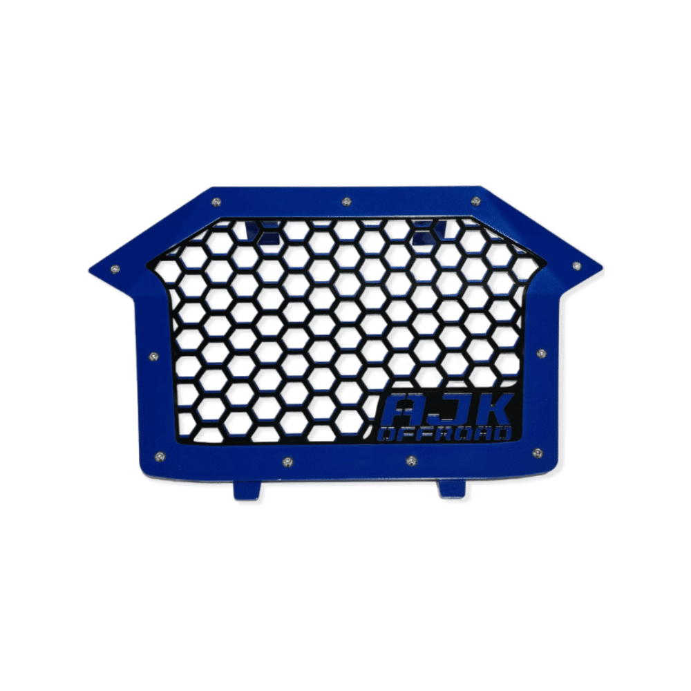 Polaris RZR Grille — Polaris RZR Grill by AJK Offroad Blue Grill Close Up