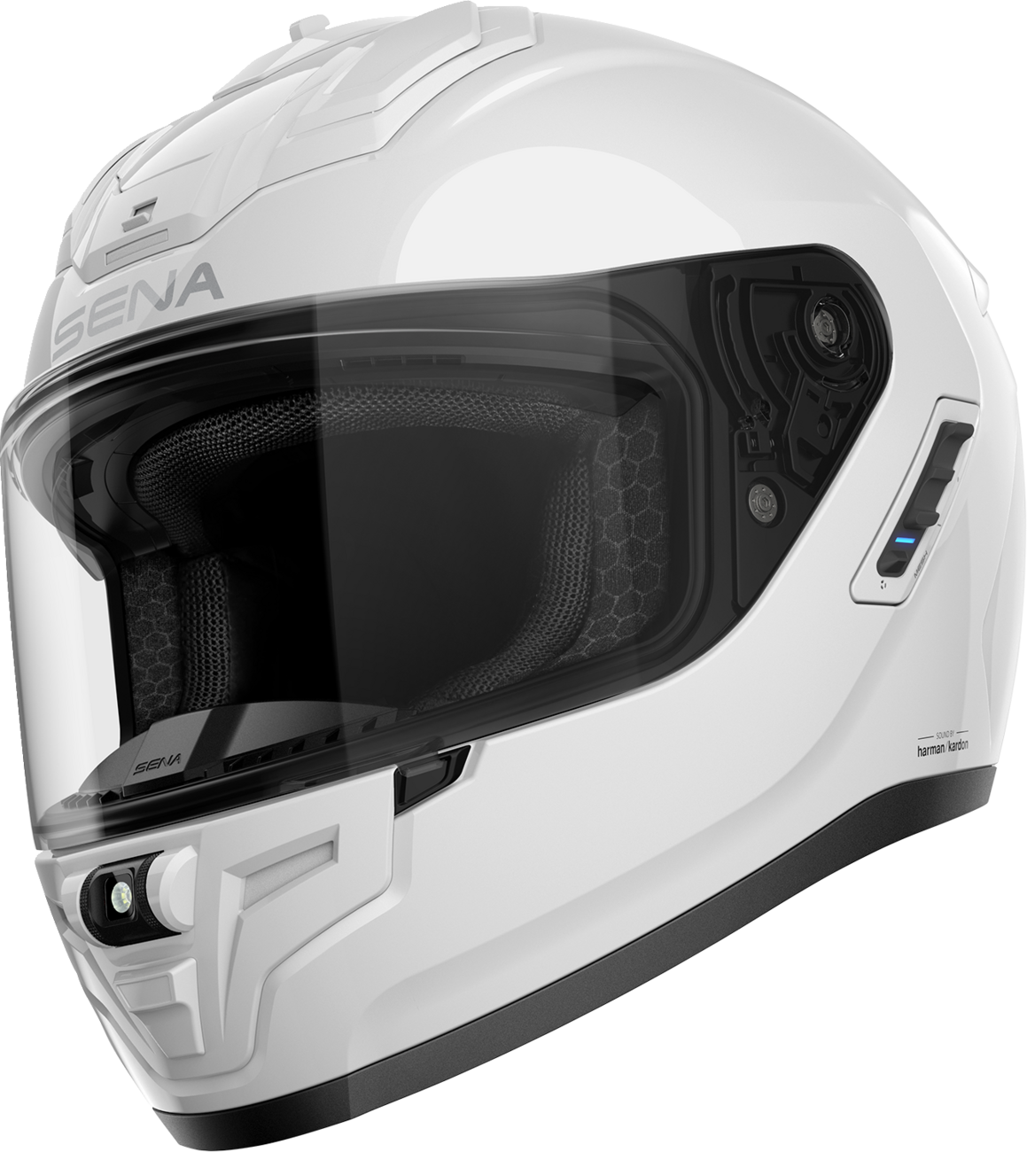 Sena Phantom full-face helmet in Gloss White β front view
