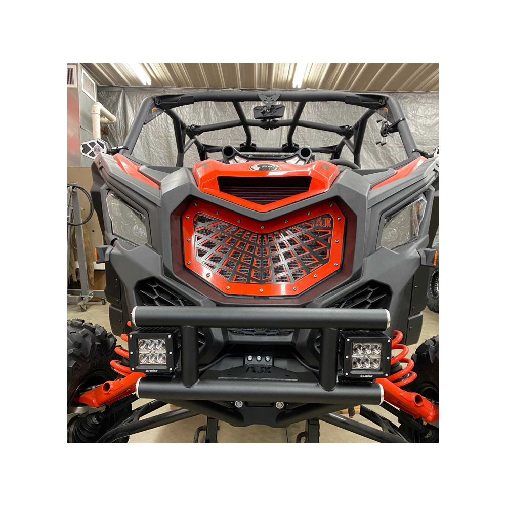 Can-Am Maverick X3 Front Bumper — Can-Am X3 Front Bumper AJK Offroad Smooth Black Outside Cube