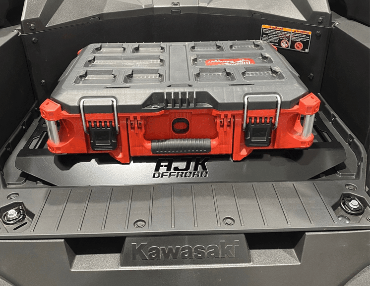 Kawasaki KRX Packout Mount 1.5 — Kawasaki KRX Packout Mount 1.5 by AJK Offroad with one large kit installed only