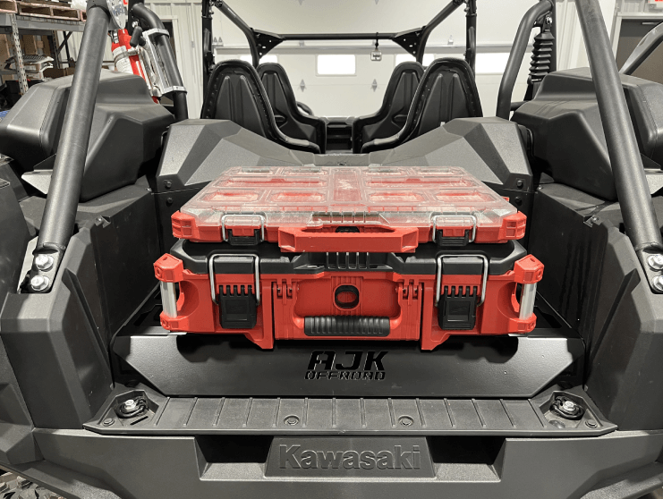 Kawasaki KRX Packout Mount - Subwoofer Compatible — Kawasaki KRX Packout Mount - Subwoofer Compatible by AJK Offroad large kit installed with wide slim kit on top