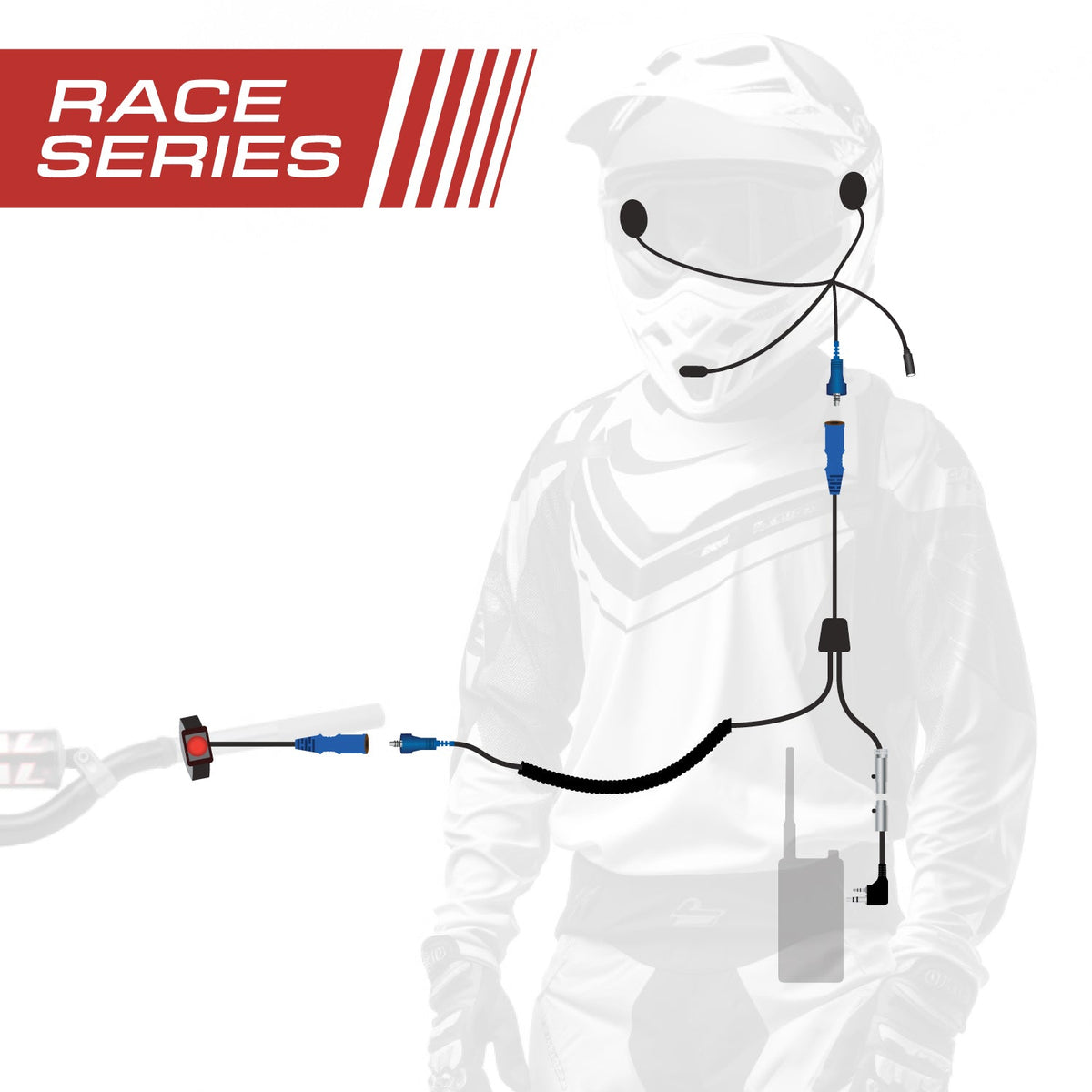 RACE SERIES Complete Motorcycle Communication Kit with OFFROAD Cables –
