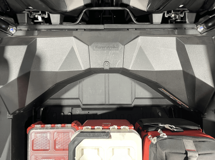 Kawasaki KRX Packout Mount - Subwoofer Compatible — Kawasaki KRX Packout Mount - Subwoofer Compatible by AJK Offroad top down view of space at top