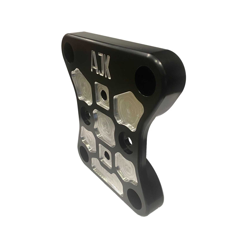 Can-Am Maverick X3 Billet Aluminum Radius Rod Plate — Can-Am X3 Billet Aluminum Radius Rod Plate by AJK Offroad Top Right View No Hook