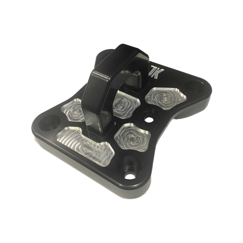 Can-Am Maverick X3 Billet Aluminum Radius Rod Plate — Can-Am X3 Billet Aluminum Radius Rod Plate by AJK Offroad Lower Right Side View