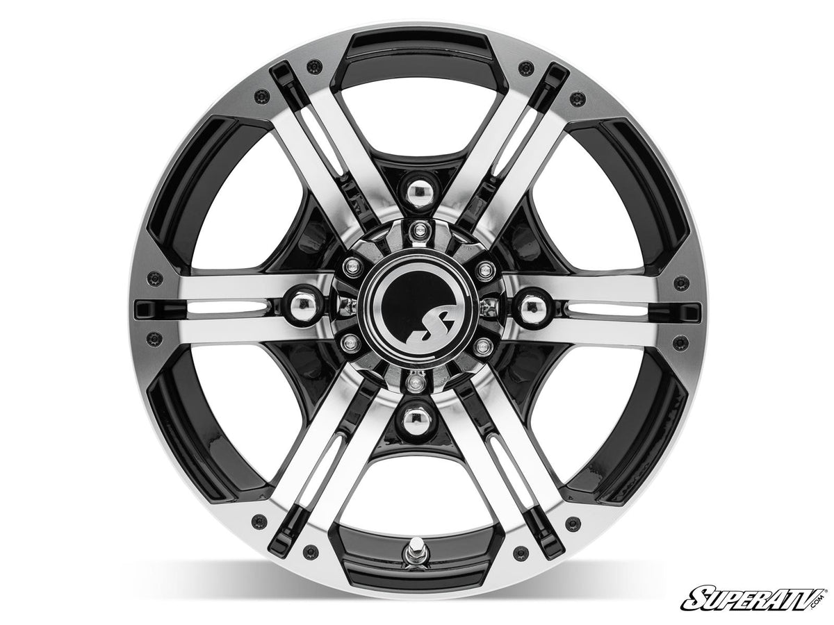 SuperATV Standard XT Warrior Tires 32x10x14 on 14x7 Bandit H-Series Machined Finish Wheels 4/156 Pattern - image 3