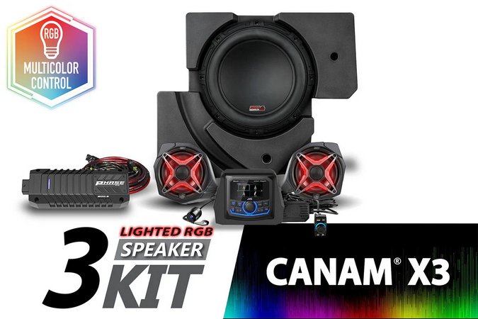 CanAm X3 V-Spec 3-Speaker Plug-and-Play System 2017+ w/JVC - Rad UTV Parts