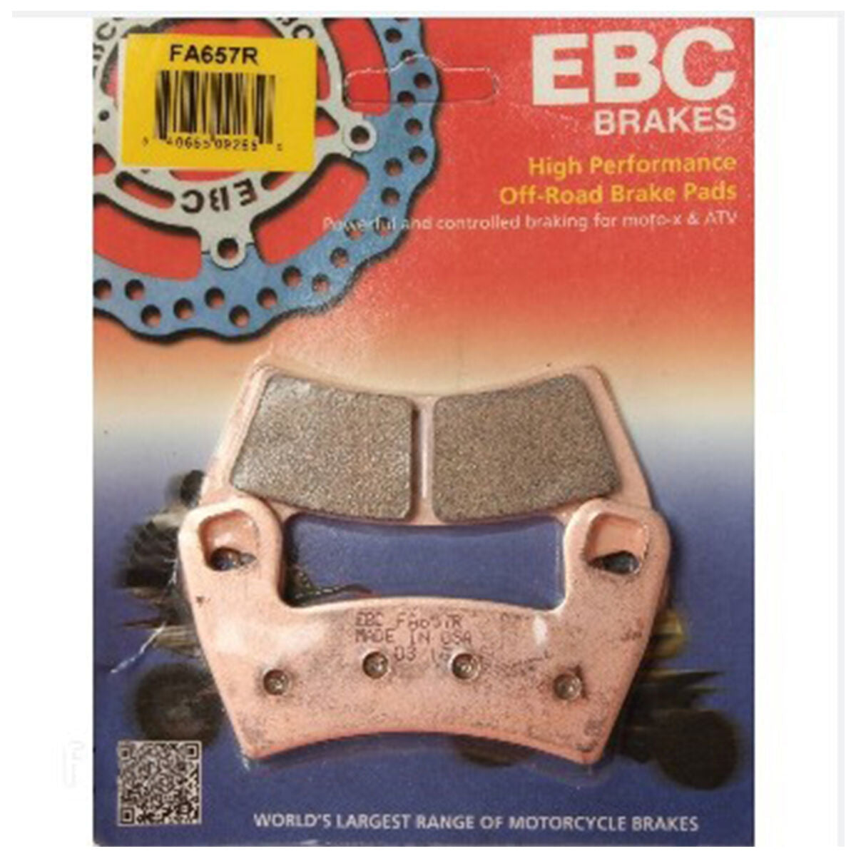 EBC FA657R front brake pad caliper set for listed Polaris RZR 900 S and Trail models; kit includes two packages