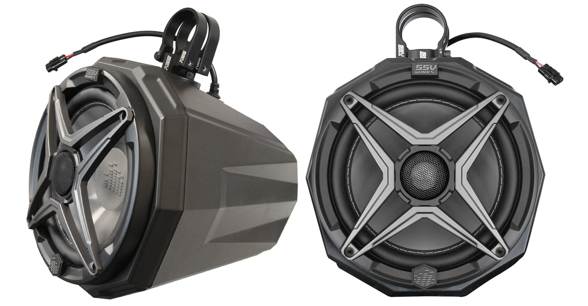 SSV Works cage mount pod speakers designed for 1.5-inch roll cages