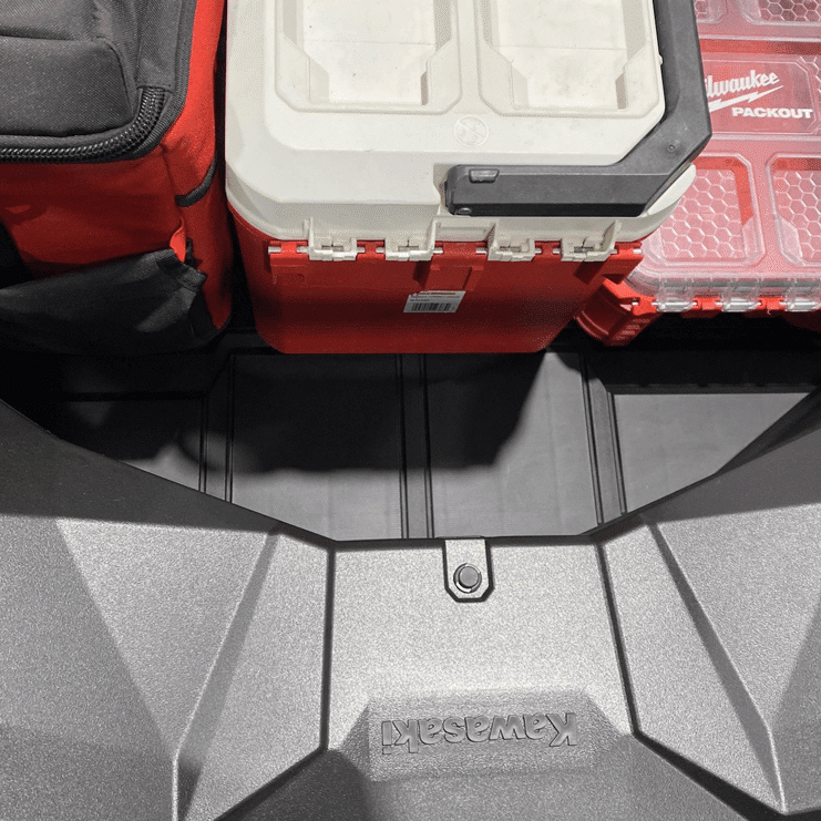 Kawasaki KRX Packout Mount 1.5 — Kawasaki KRX Packout Mount 1.5 by AJK Offroad top down upside down view of room at top of mount