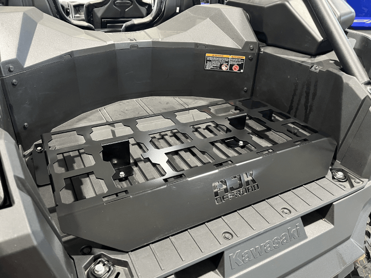 Kawasaki KRX Packout Mount - Subwoofer Compatible — Kawasaki KRX Packout Mount - Subwoofer Compatible by AJK Offroad empty mount installed with no kits left side view