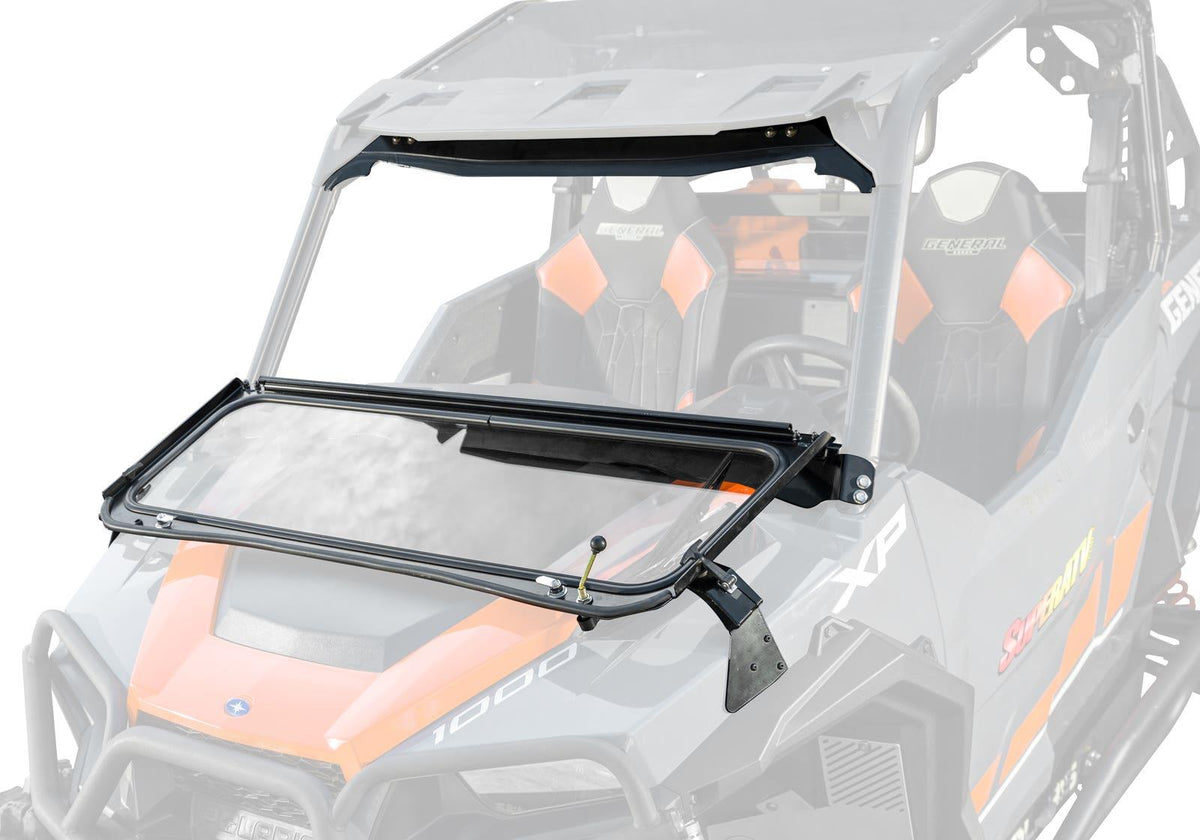 SuperATV Flip-Down Glass Windshield for Polaris General XP 1000