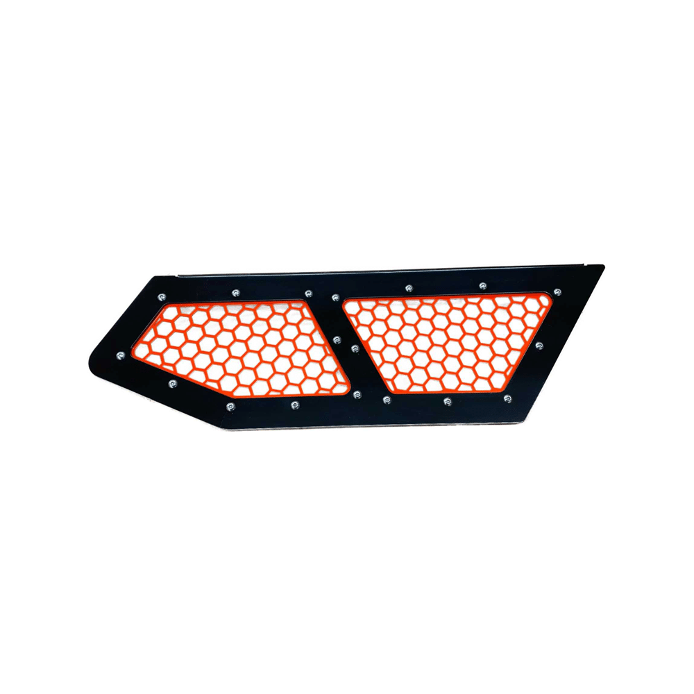 Vented Honda Talon Lower Doors — Vented Honda Talon Lower Doors by AJK Offroad Back of Vented Lower Doors in Orange