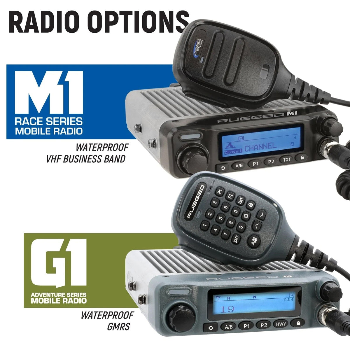 Rugged Radios M1 VHF and G1 GMRS mobile radio choices