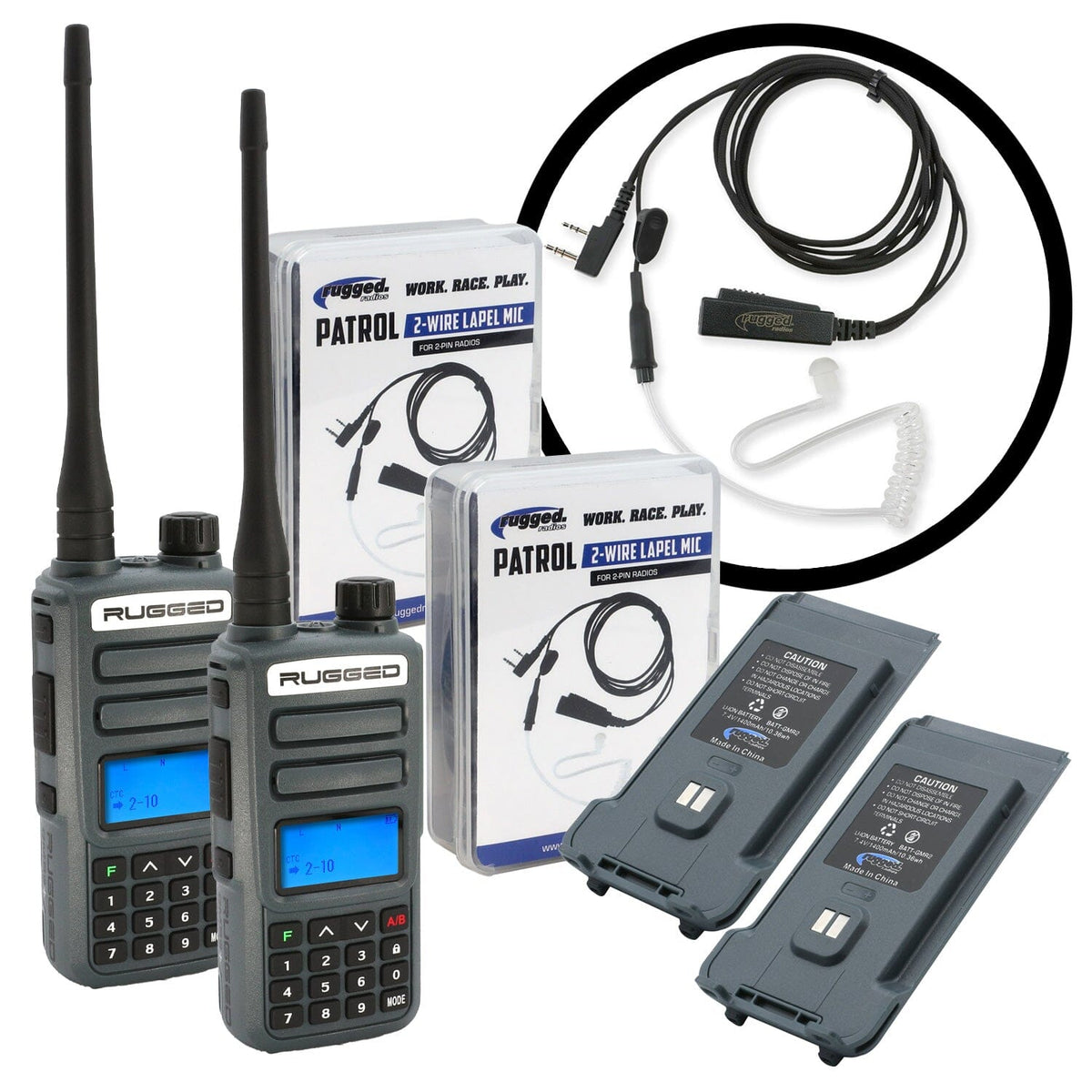 Great Outdoors Pack - Rugged GMR2 PLUS - GMRS and FRS Two Way Handheld Radios with Accessories –