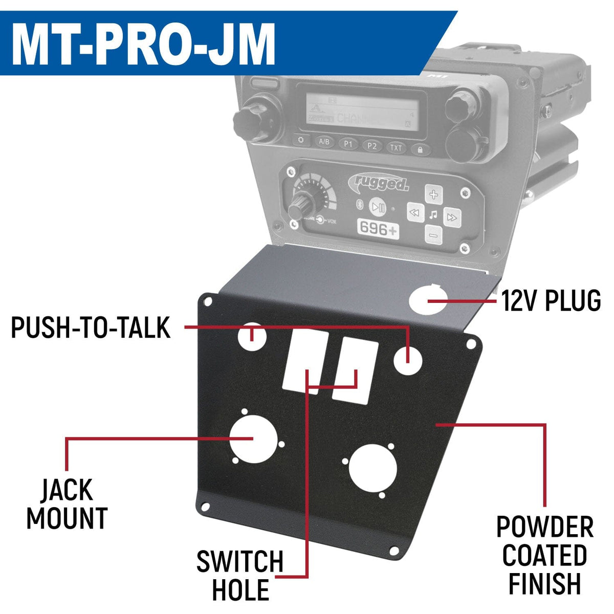 Lower Accessory Panel for Polaris RZR PRO XP, RZR Turbo R, and RZR PRO R Dash Mount Radio and Intercom – Jack Mount