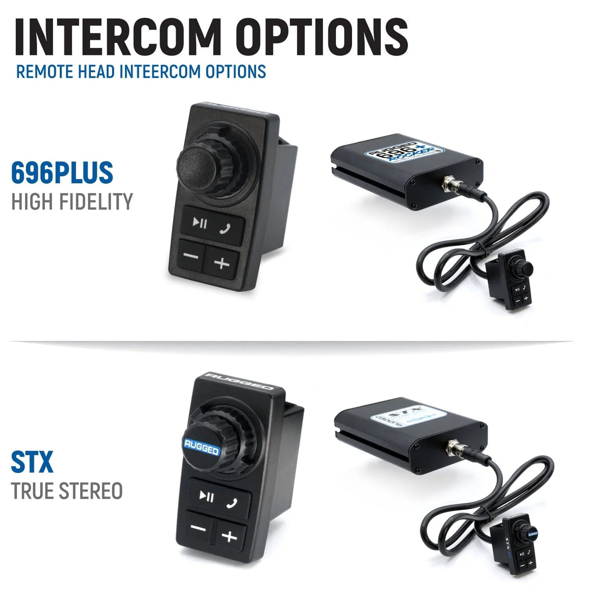 Rugged Radios STX and 696 PLUS remote head intercom choices