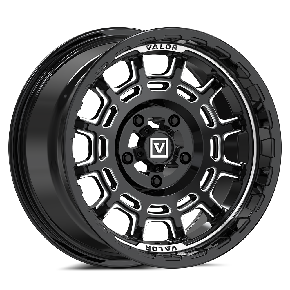 Valor Offroad V17 Non-Beadlock wheel, Gloss Black Milled, 15x8, 5x114.3