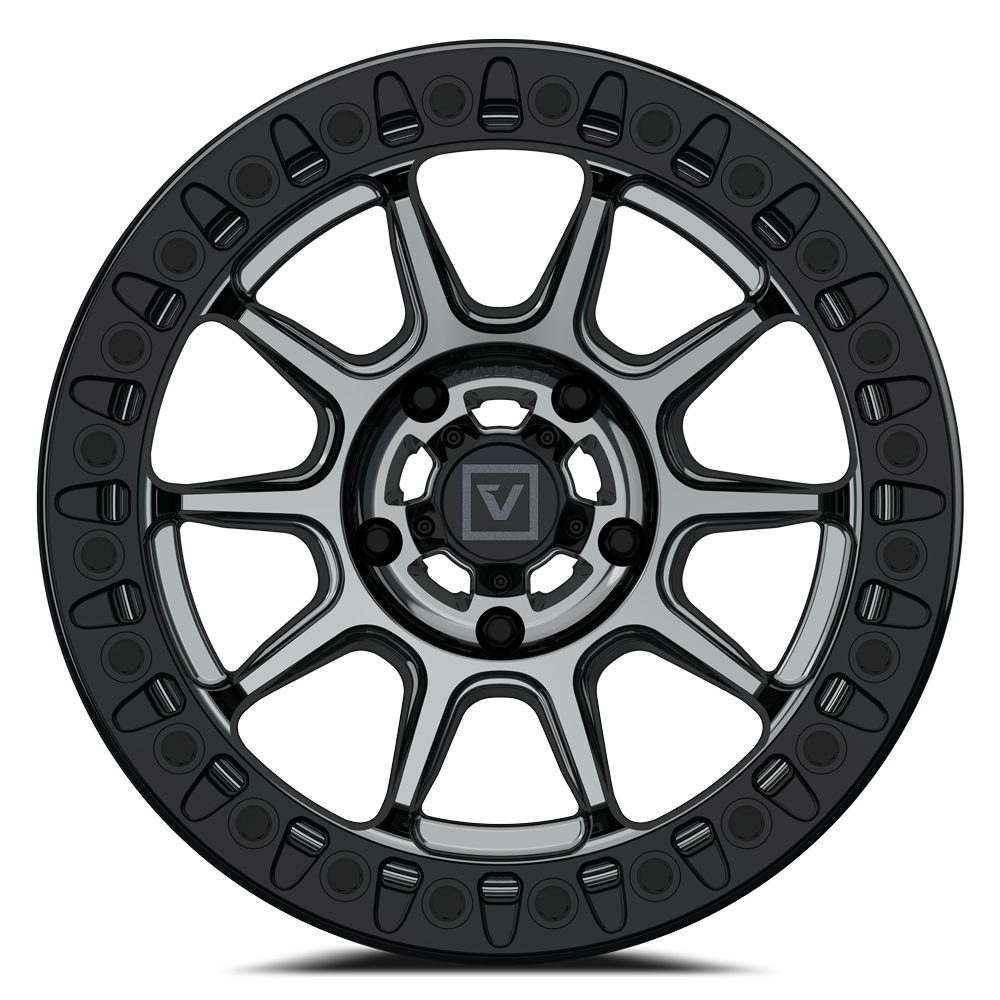 Valor Offroad V18 Beadlock Hyper Black 15x7 UTV wheel front view