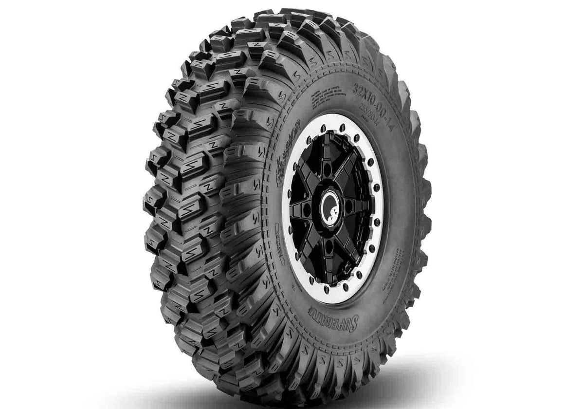 SuperATV Standard XT Warrior Tires 34x10x14 on 14x10 Healy Lock Series Beadlock Wheels 4/156 Pattern