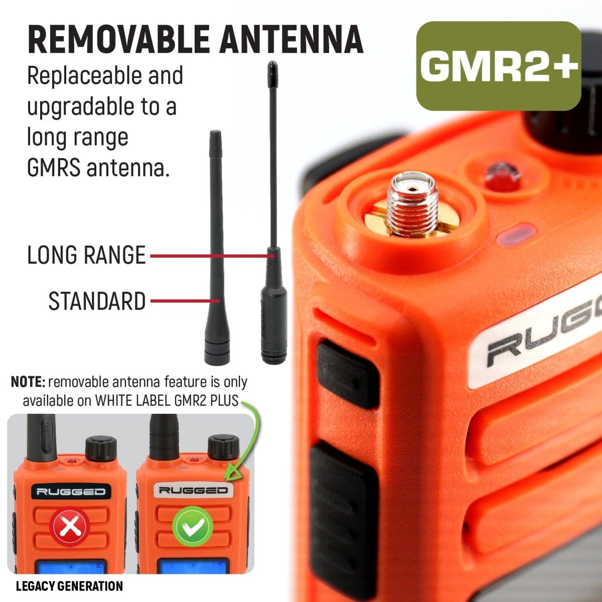 2 PACK - Rugged GMR2 PLUS GMRS and FRS Two Way Handheld Radios - Safety Orange - Rad Parts