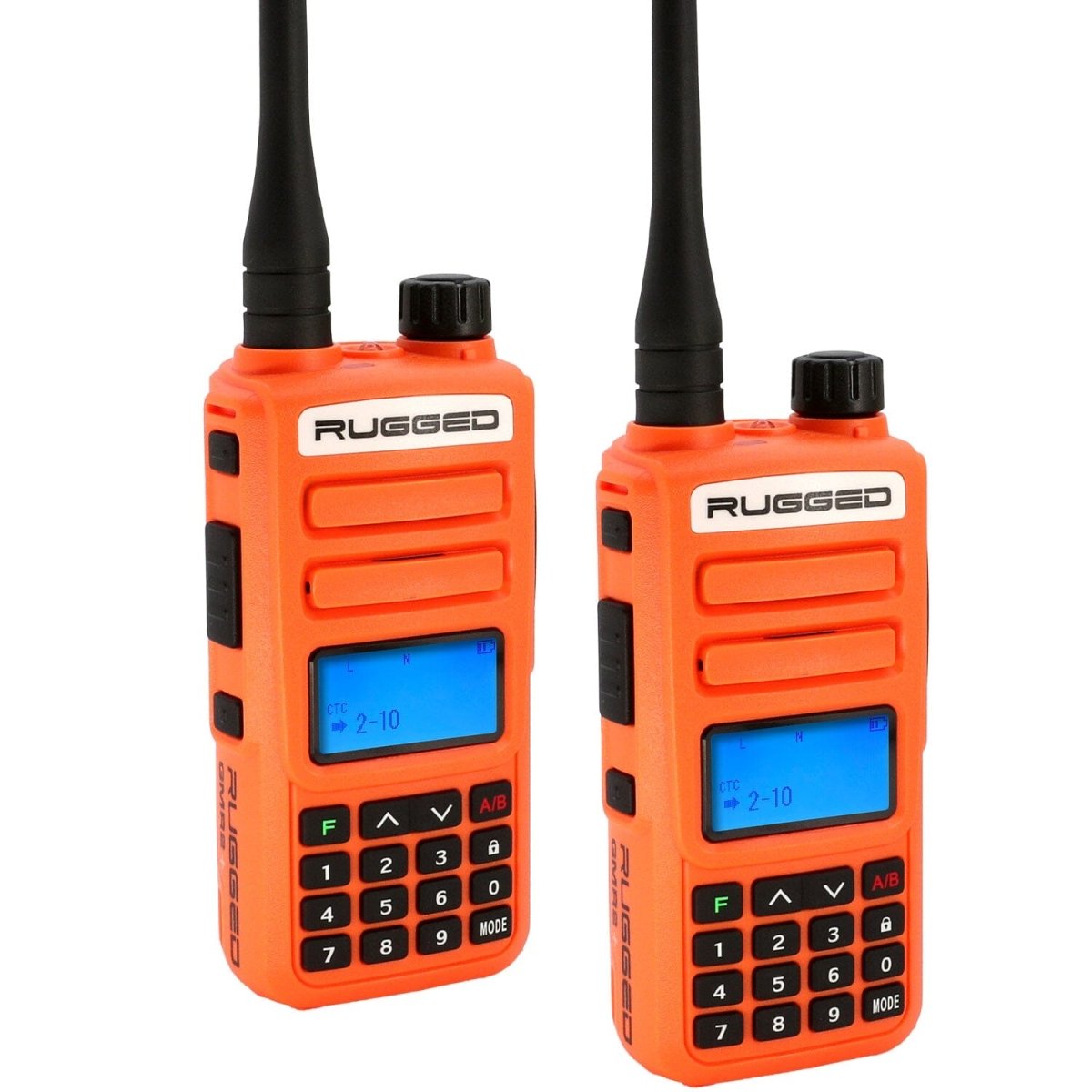 2 PACK - Rugged GMR2 PLUS GMRS and FRS Two Way Handheld Radios - Safety Orange - Rad Parts