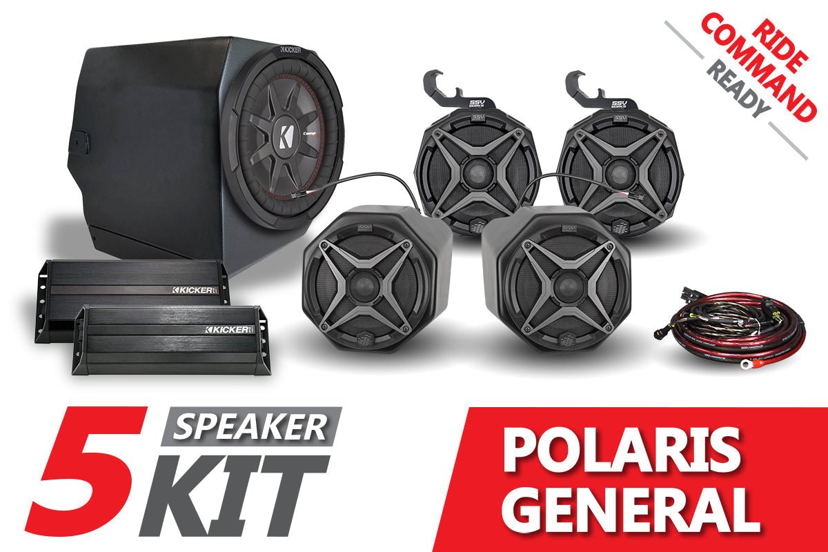 2016-2020 Polaris General SSV Works 5-Speaker Plug-&-Play System for Ride Command - Rad Parts