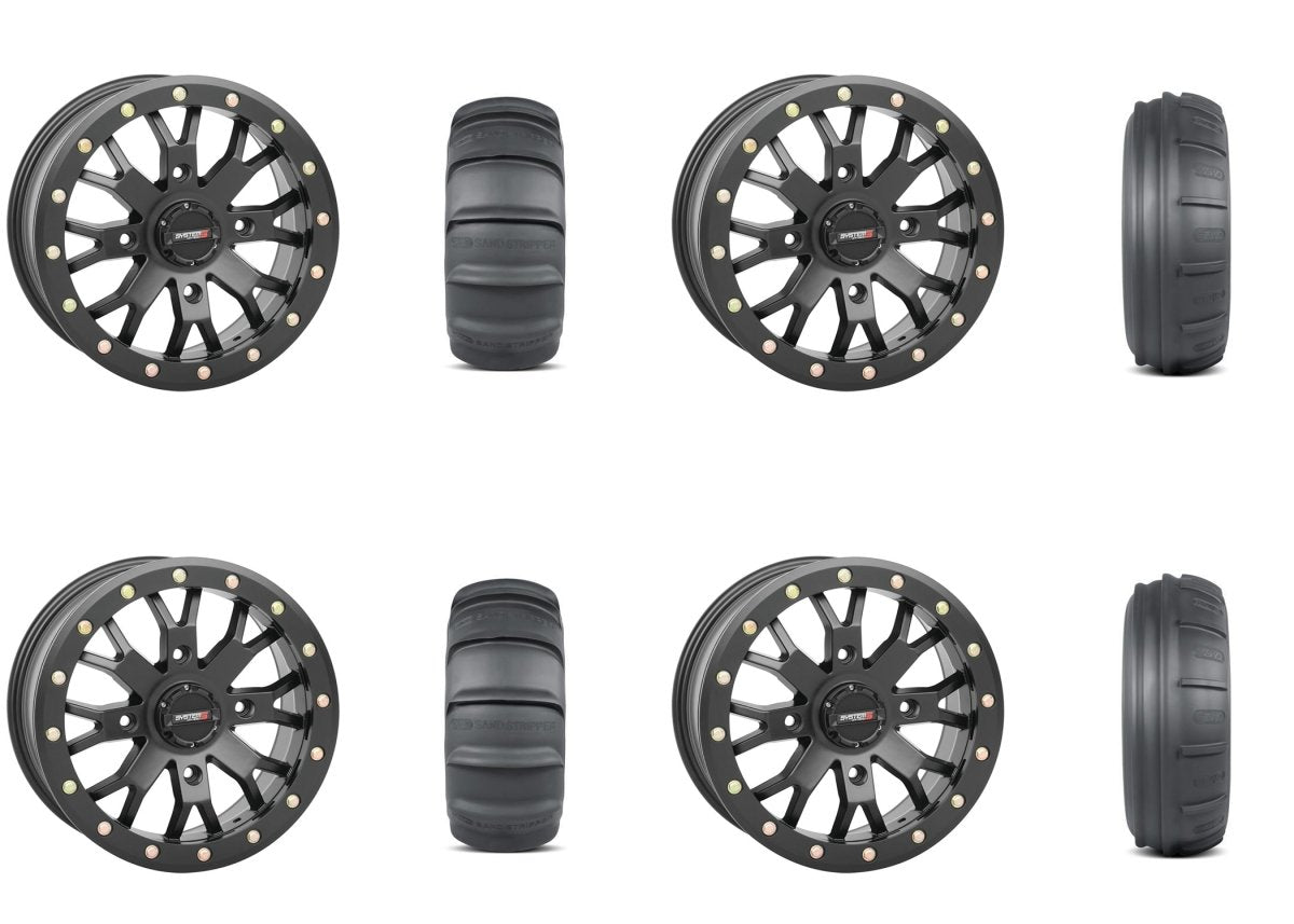 4/156 Sand Wheels and Tire Package | System 3 SB-4 Beadlock Wheels | GMZ Sand Stripper - Rad Parts