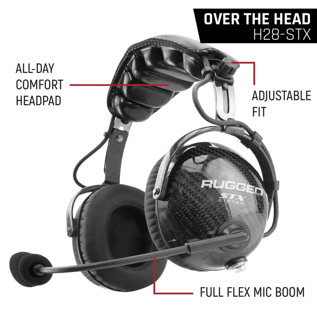 AlphaBass Carbon Fiber Headset for STEREO and OFFROAD Intercoms | Rugged Radios - Rad Parts